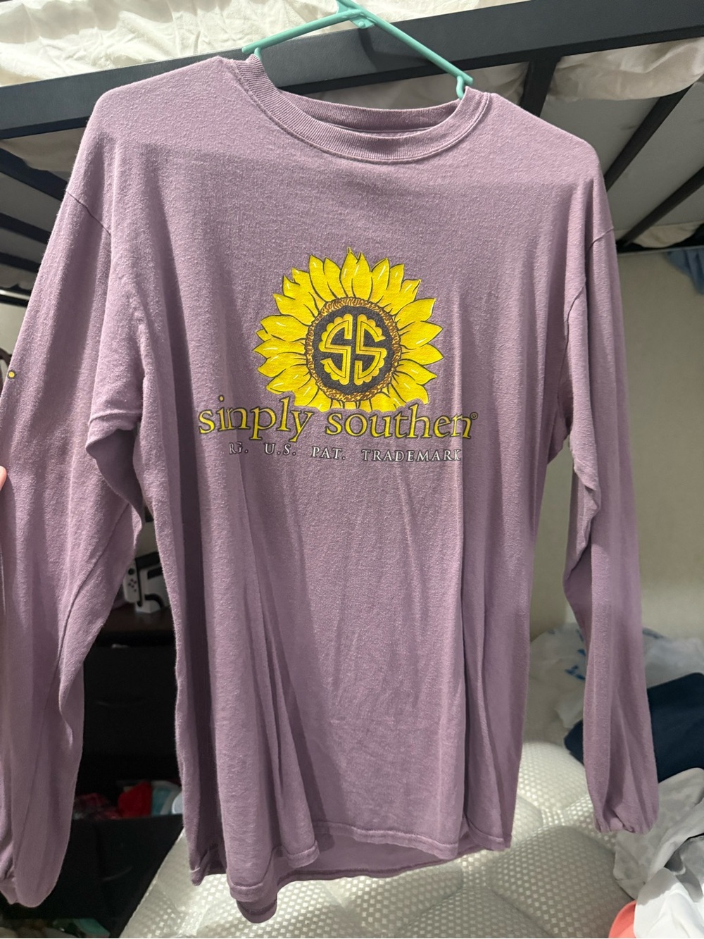 Simply Southern Lavender Long Sleeve Tee with Yellow Sunflower Graphic